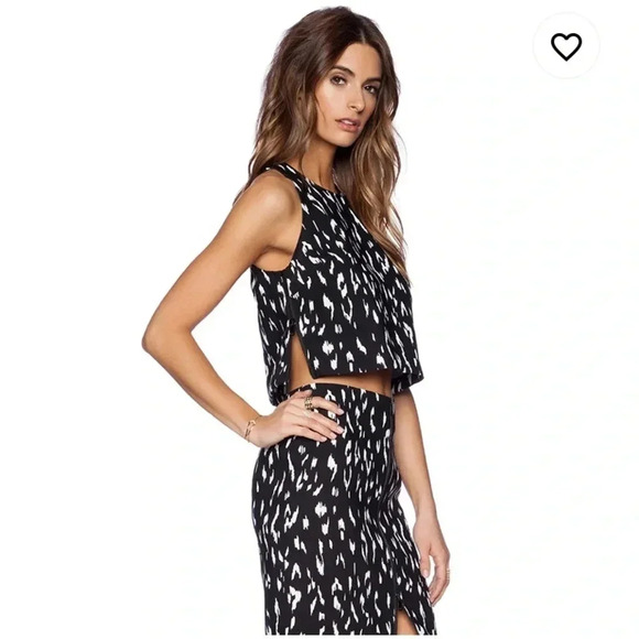 Rachel Zoe Black & White Crop Top With Side Zipper Women’s Size Large - Picture 1 of 7